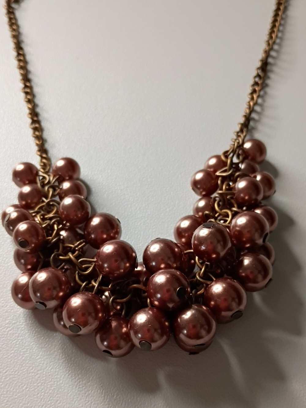Cluster Pearl Statement Necklace in Metallic Brown